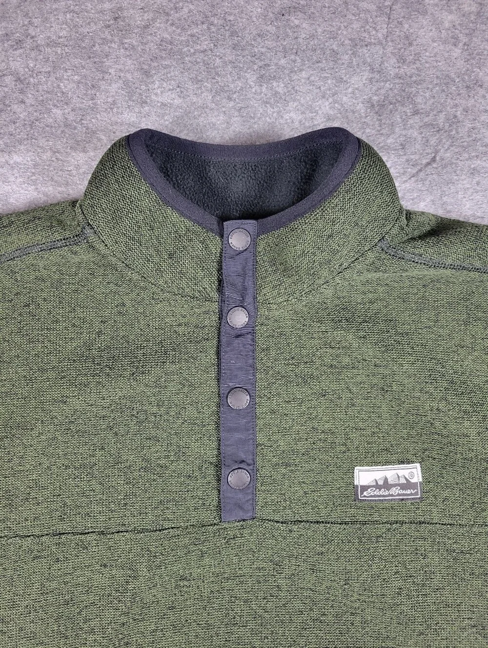 Eddie Bauer Knit Fleece Green Outdoor Quarter Zip Sweater w/ Pocket Men Size Med